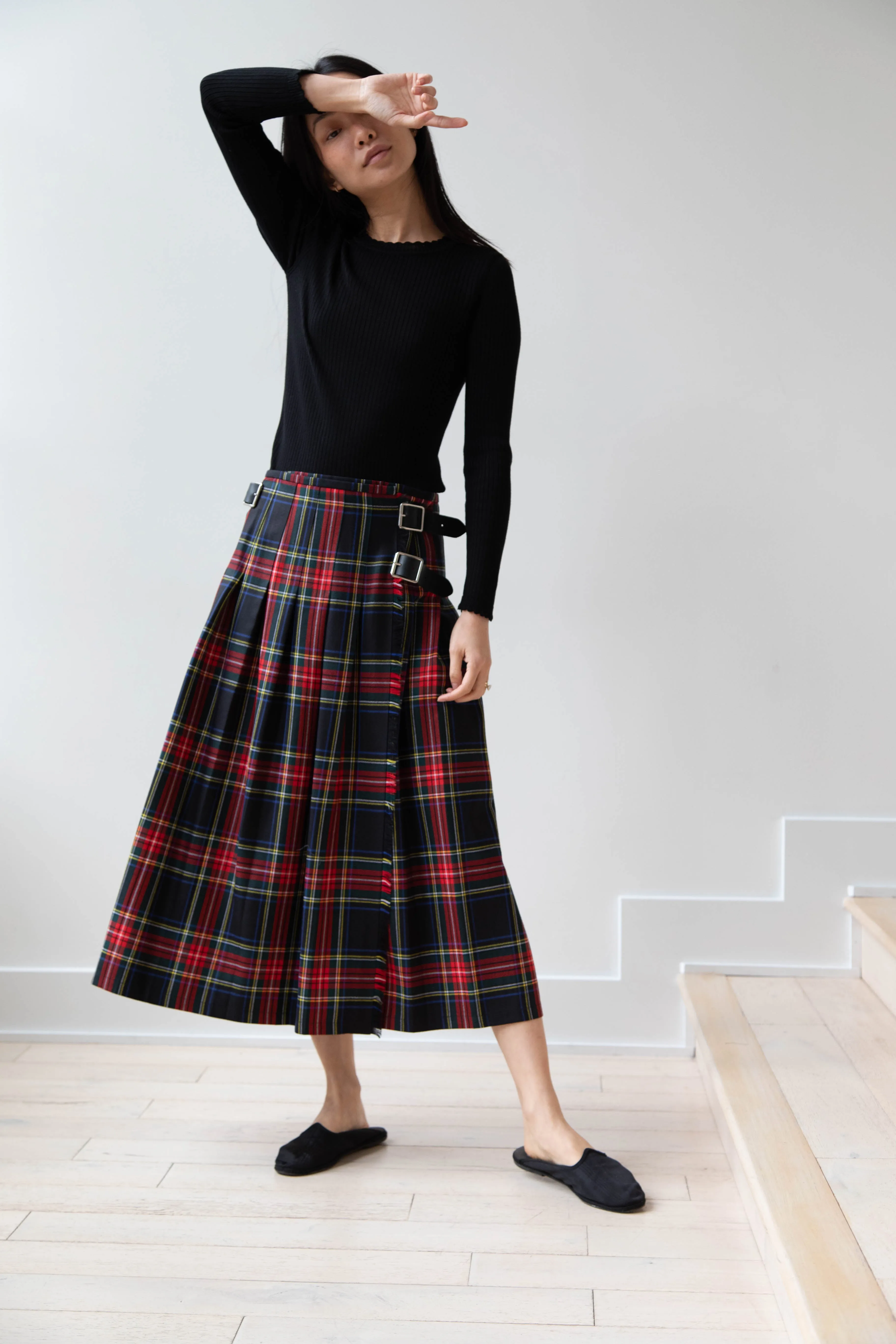 O'Neil of Dublin | Pleated Skirt in Red & Black Check