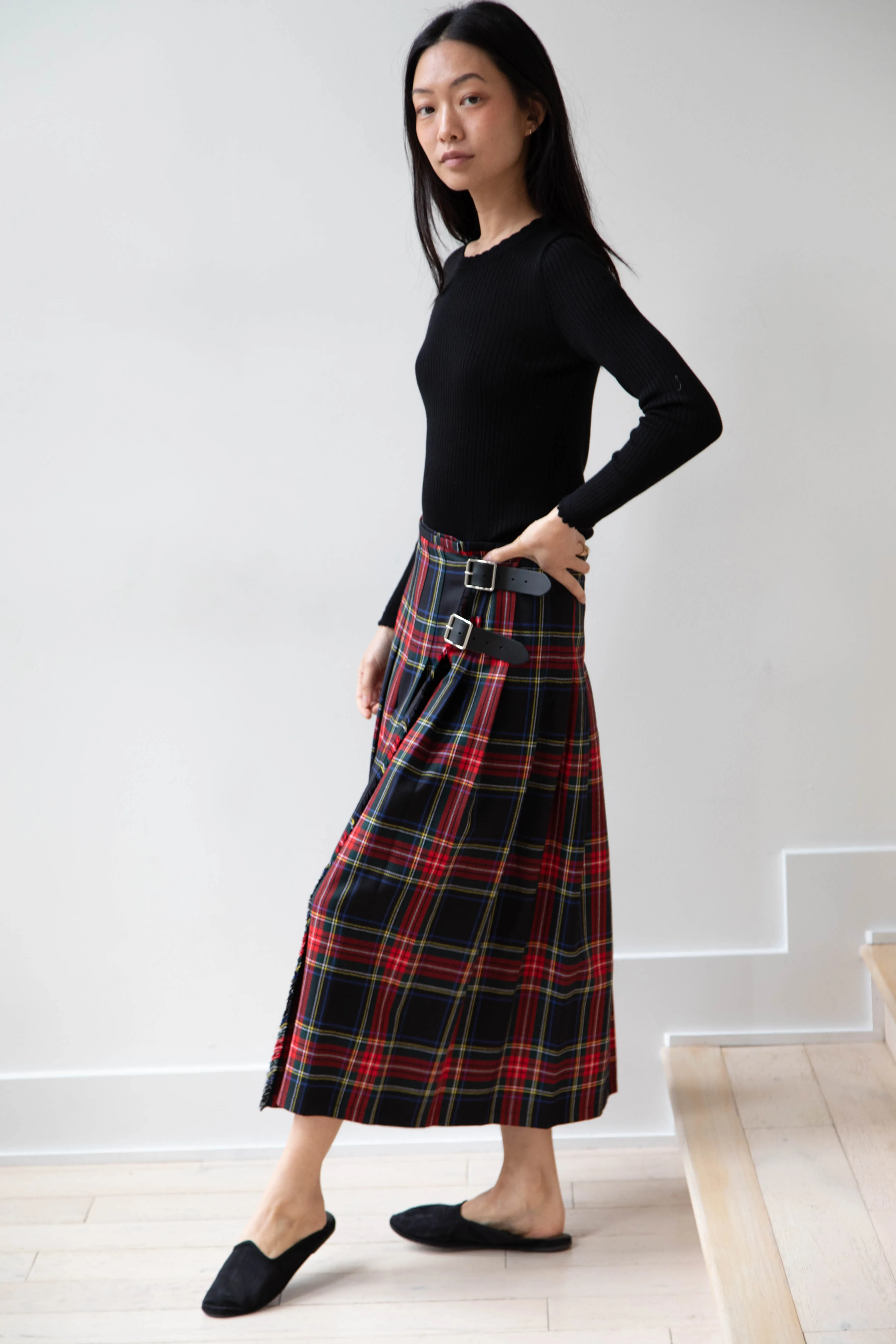 O'Neil of Dublin | Pleated Skirt in Red & Black Check