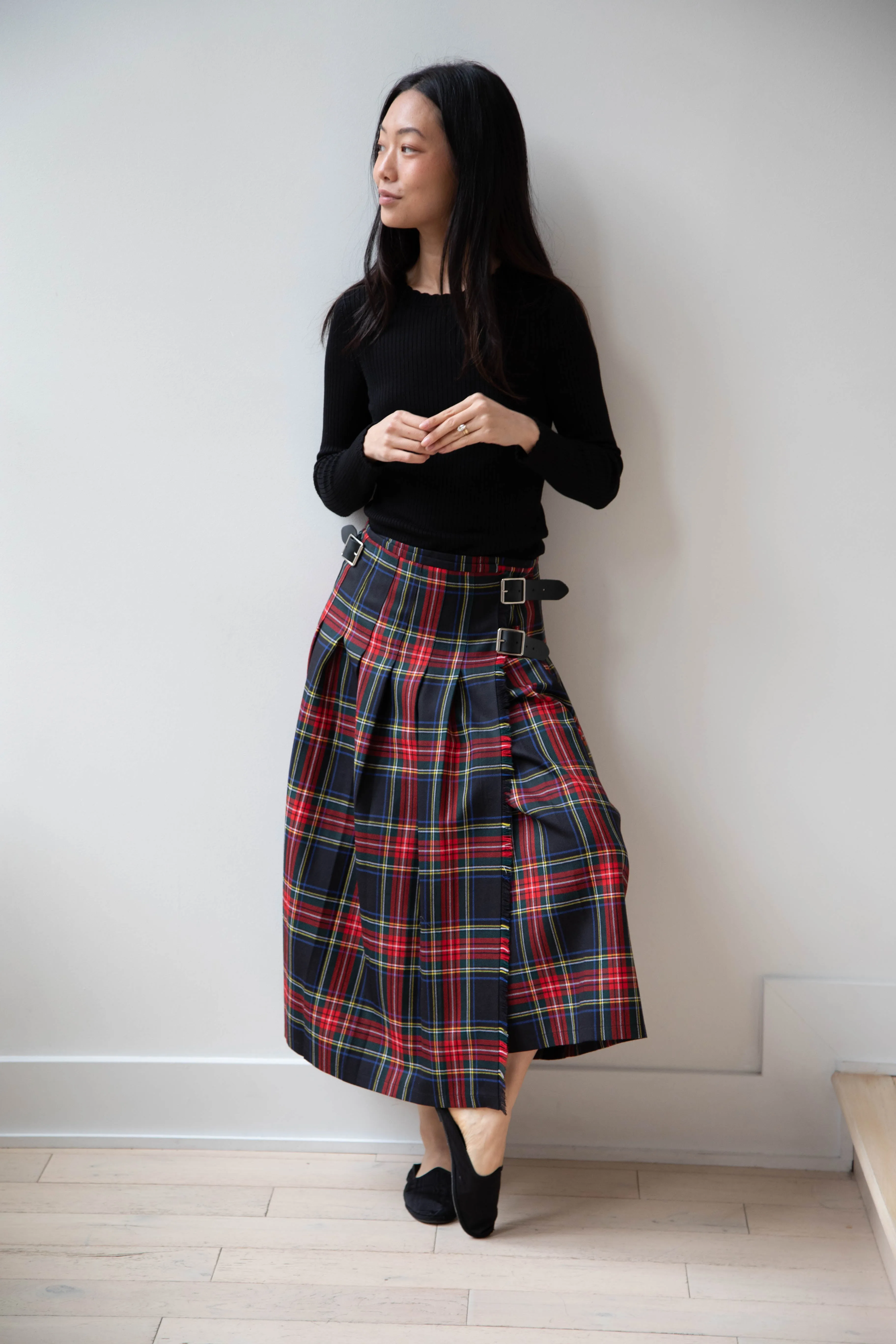 O'Neil of Dublin | Pleated Skirt in Red & Black Check