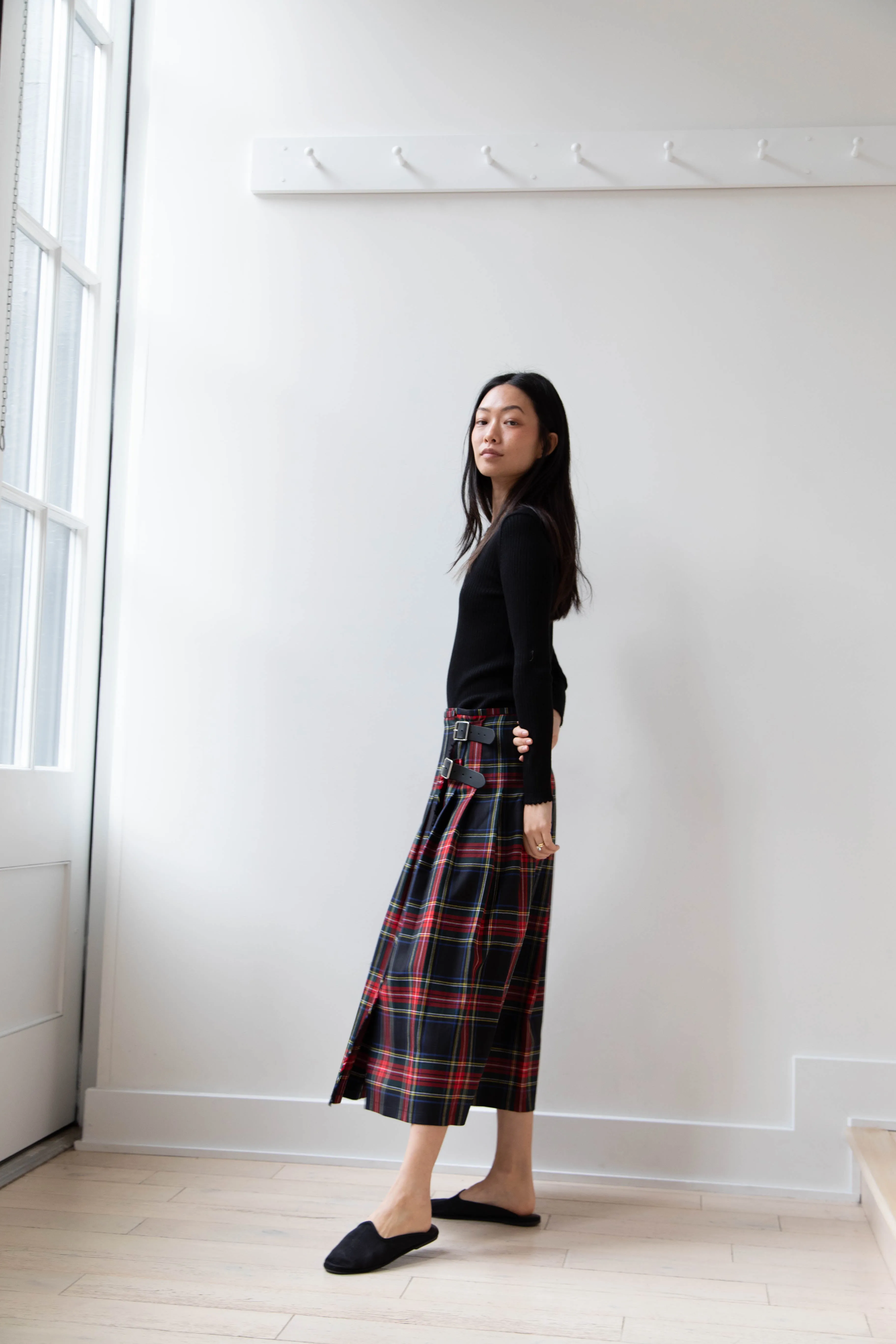 O'Neil of Dublin | Pleated Skirt in Red & Black Check