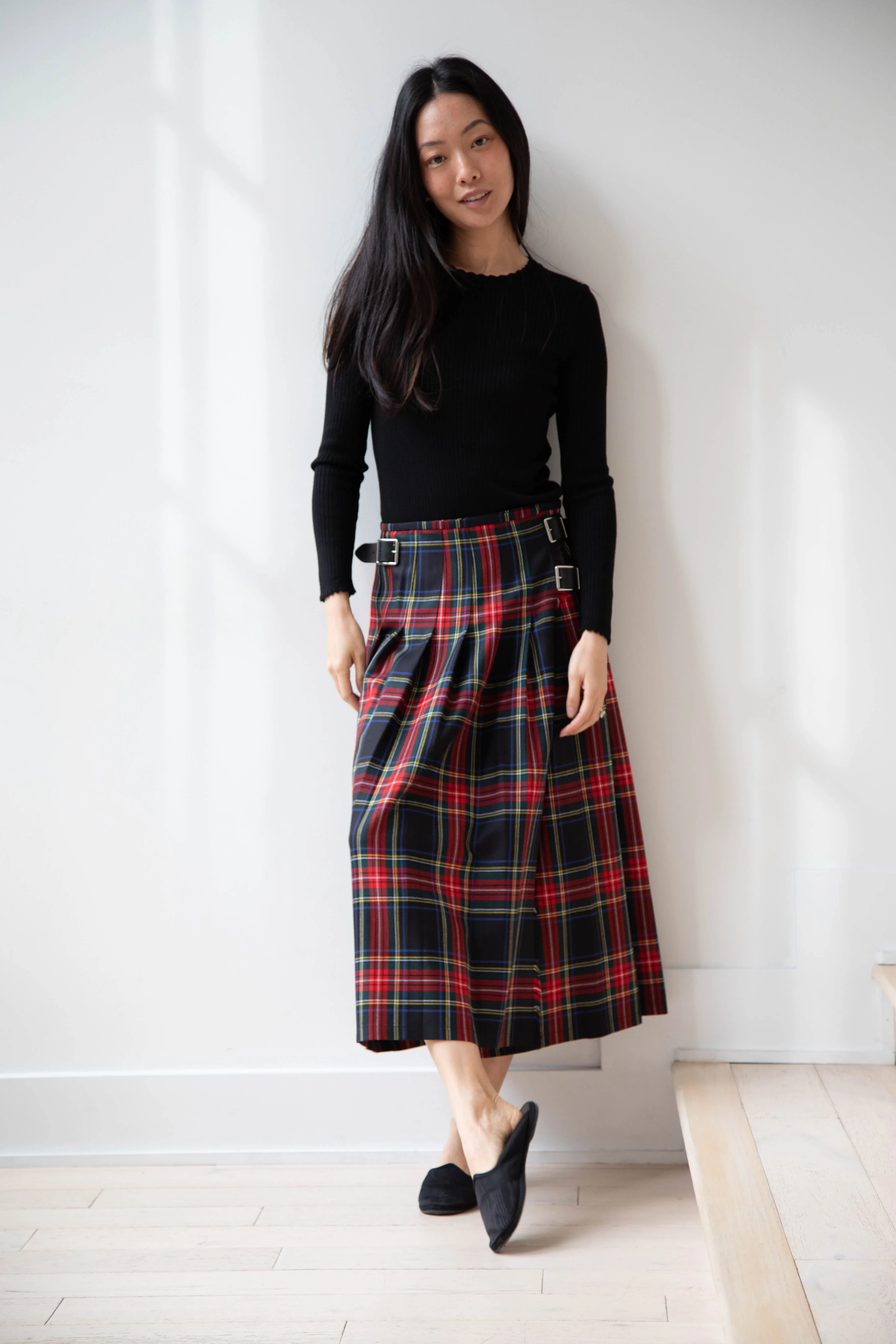 O'Neil of Dublin | Pleated Skirt in Red & Black Check