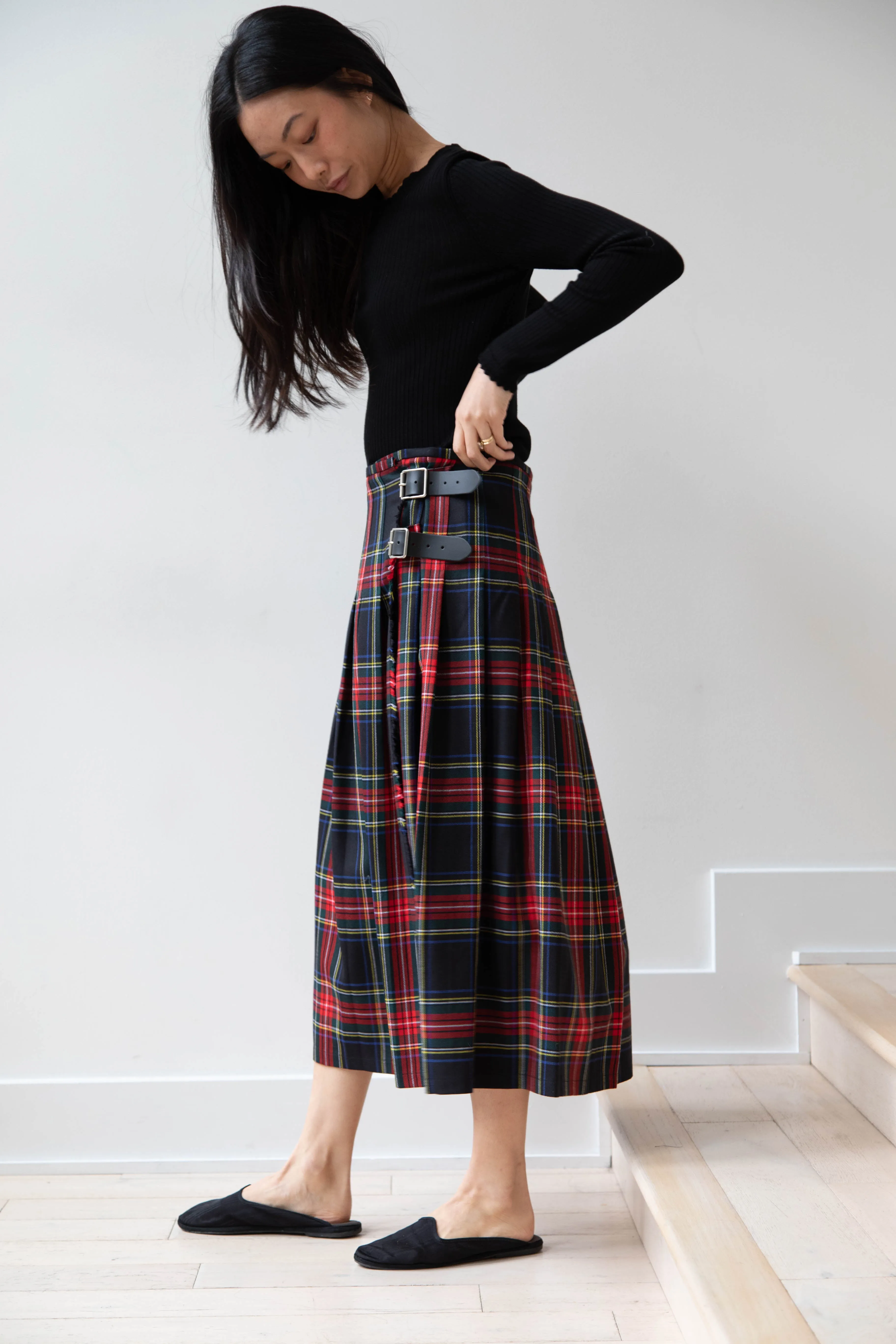 O'Neil of Dublin | Pleated Skirt in Red & Black Check