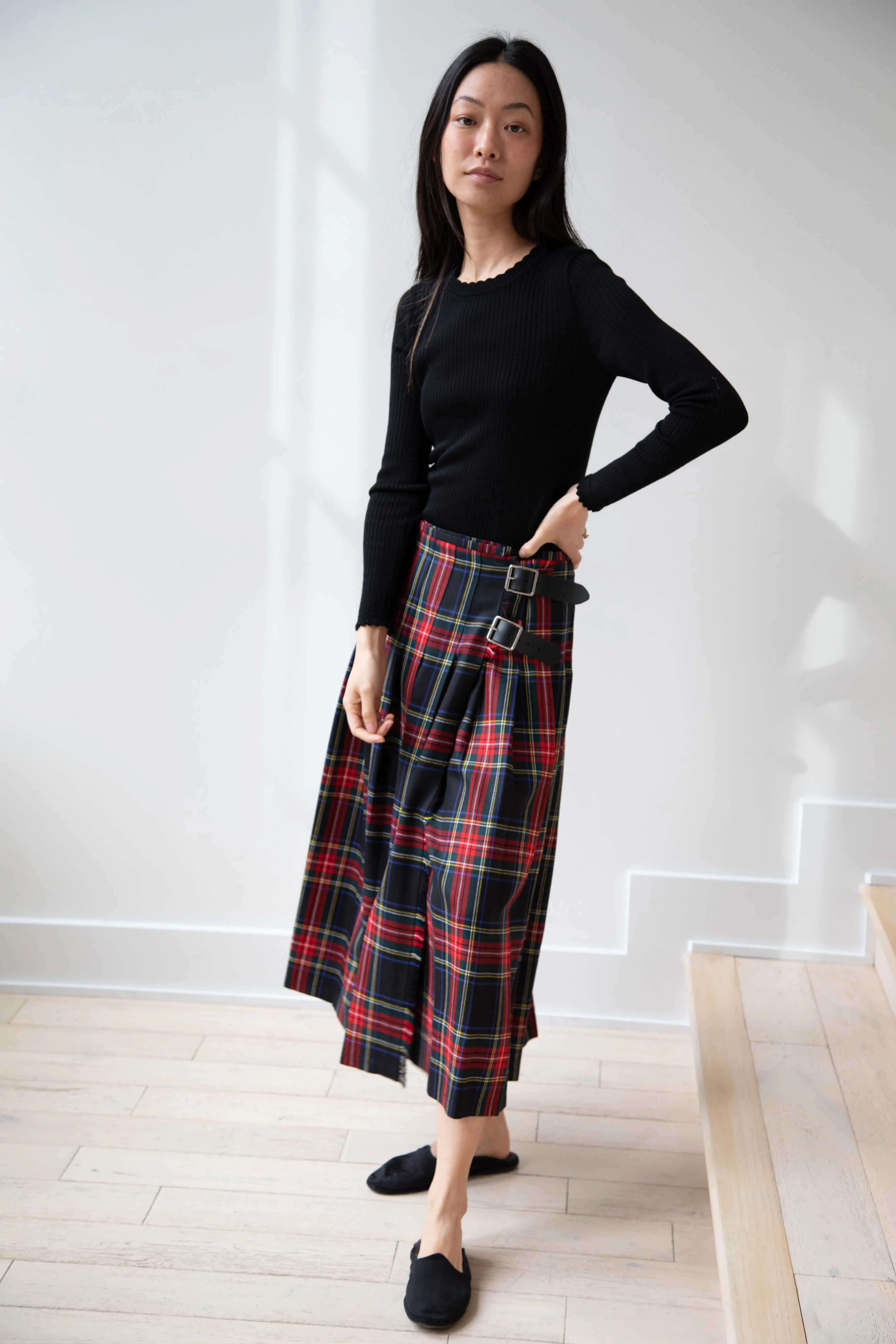 O'Neil of Dublin | Pleated Skirt in Red & Black Check