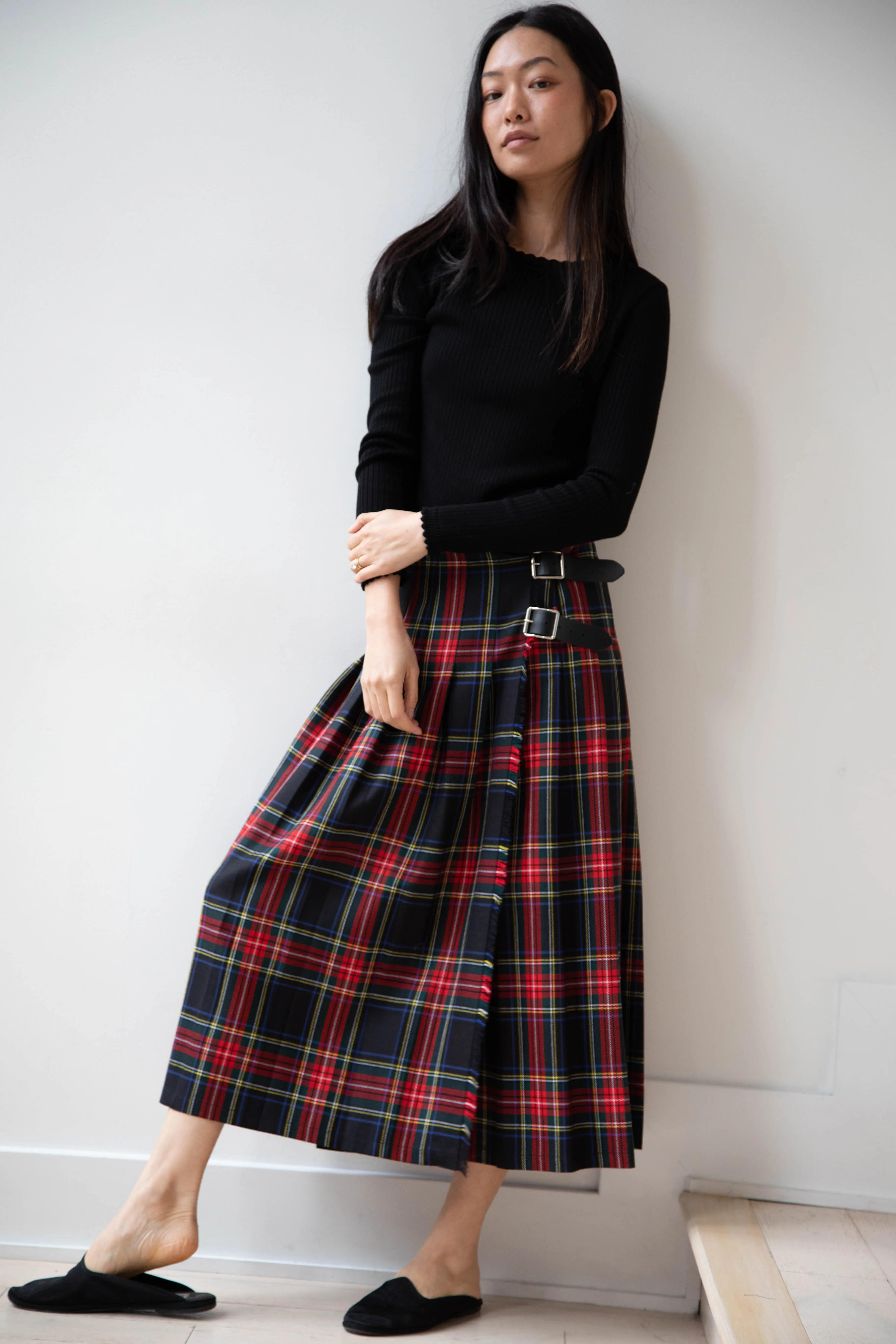 O'Neil of Dublin | Pleated Skirt in Red & Black Check