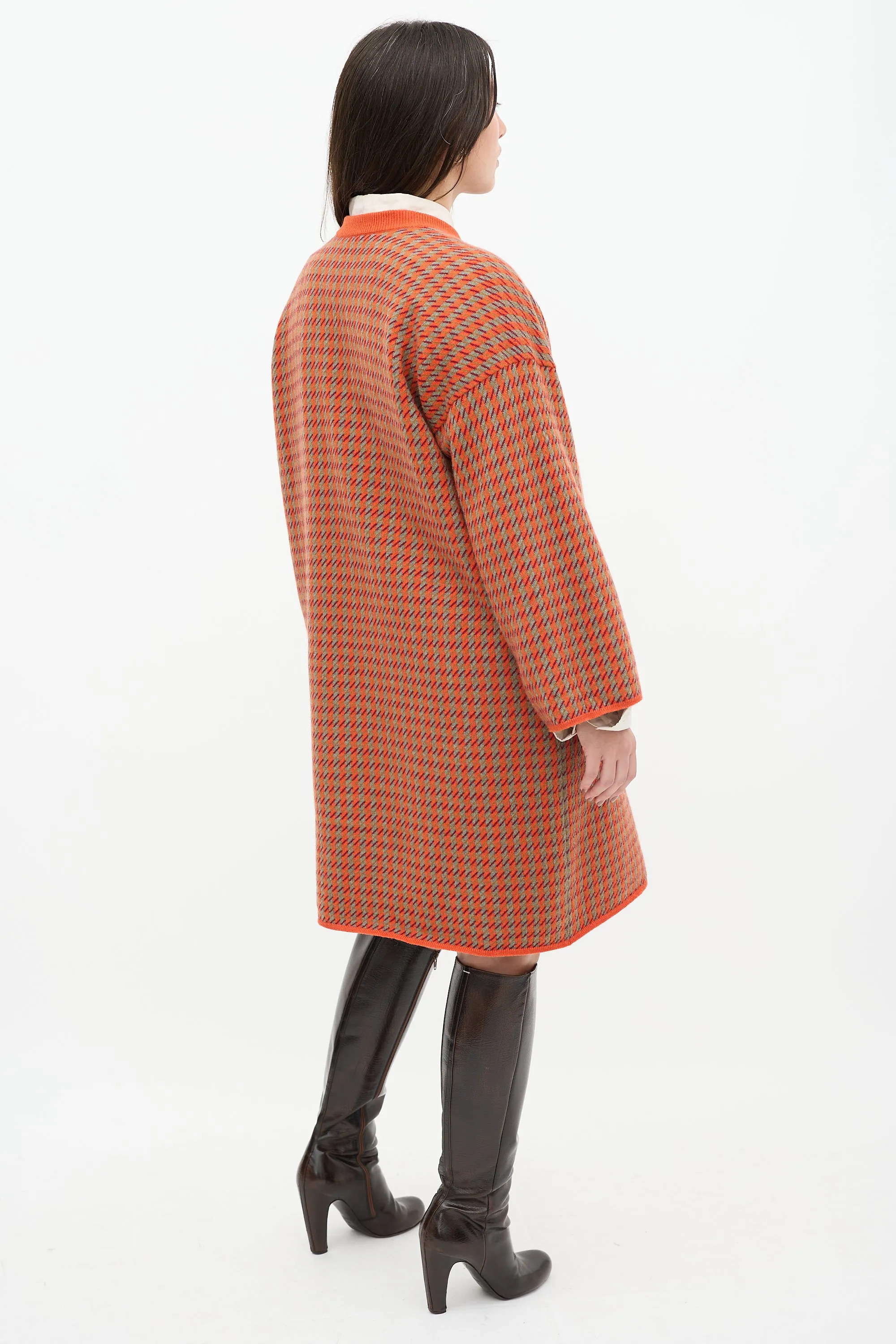 Orange & Multicolour Cashmere Knit Sweater Dress