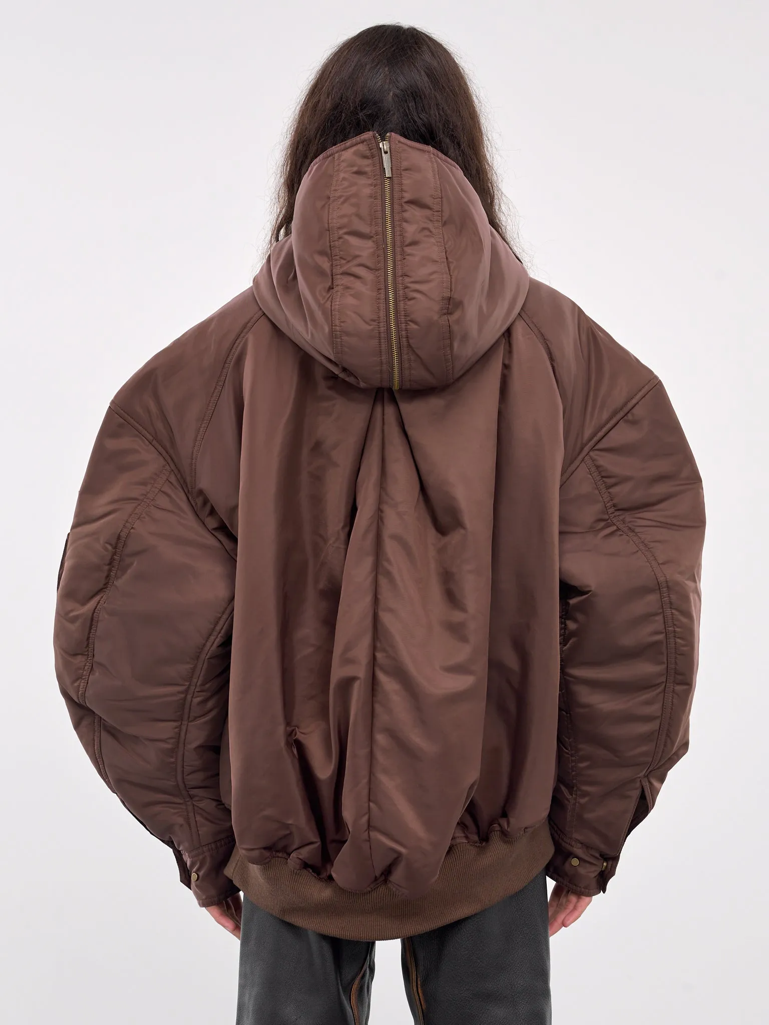 Oversized Nylon Puffer Jacket (FUF18JK22B-BROWN)