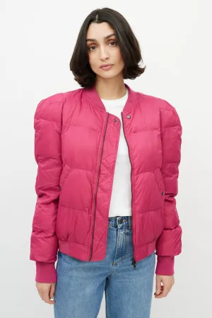 Pink Puffer Zip Bomber Jacket