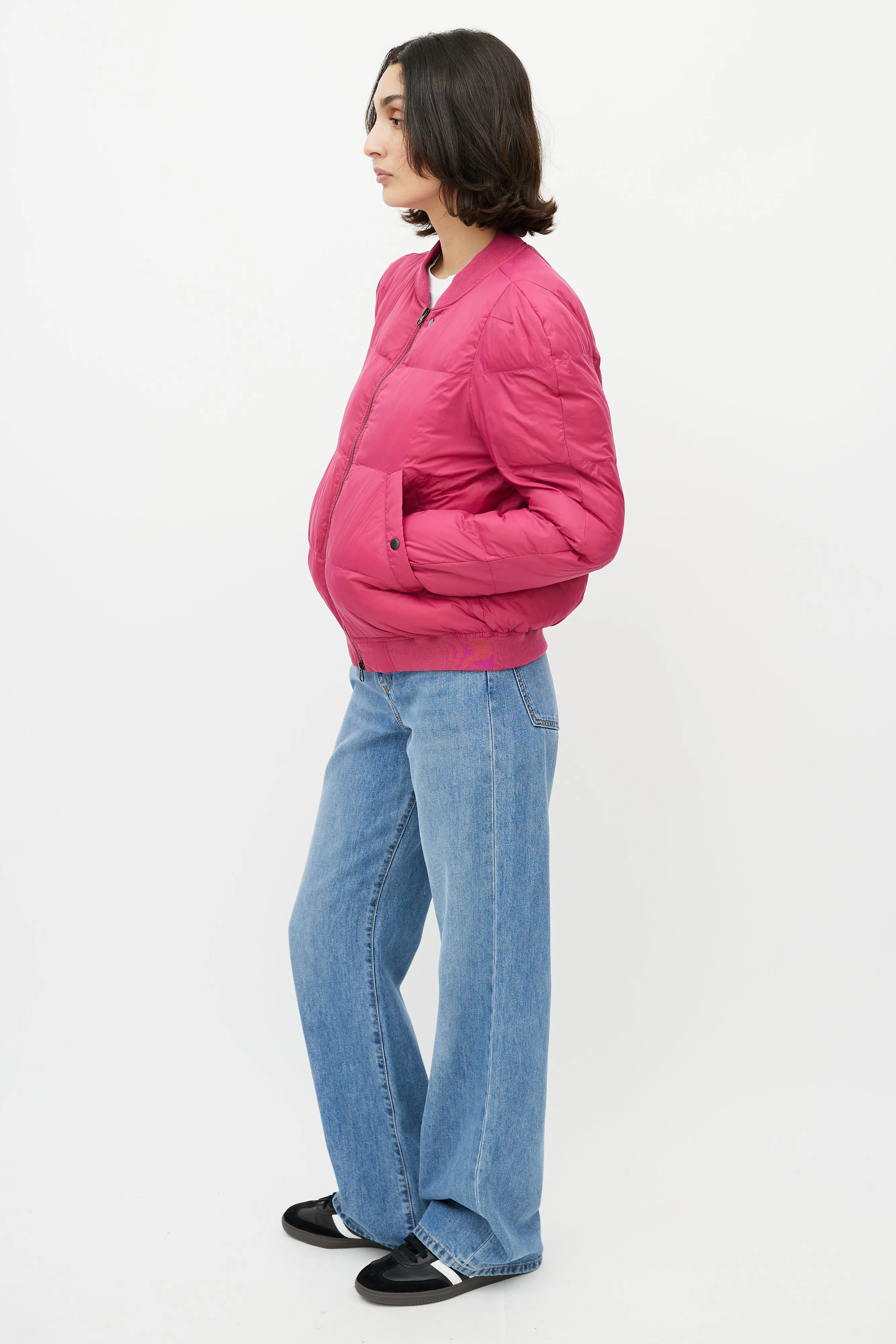 Pink Puffer Zip Bomber Jacket