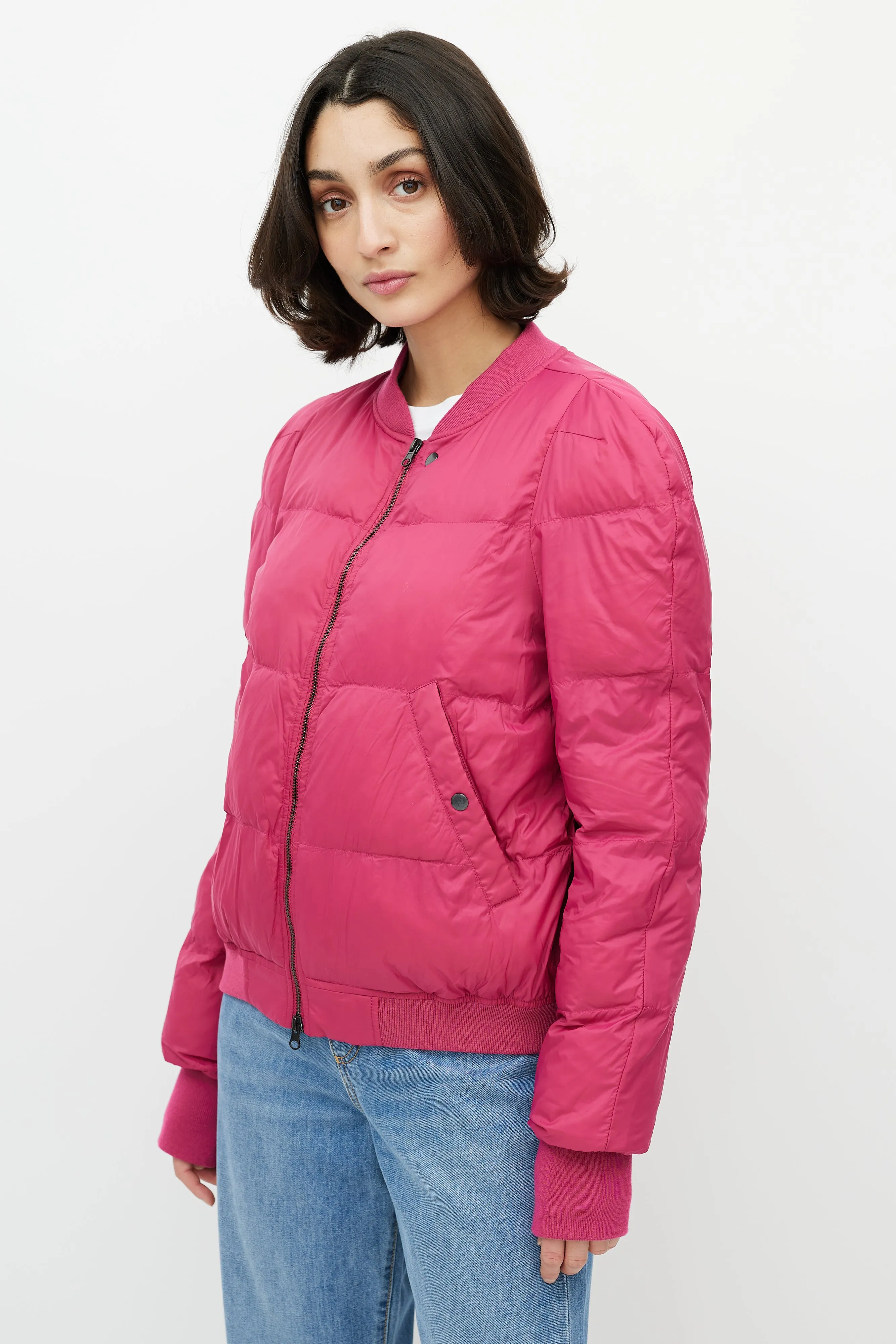 Pink Puffer Zip Bomber Jacket