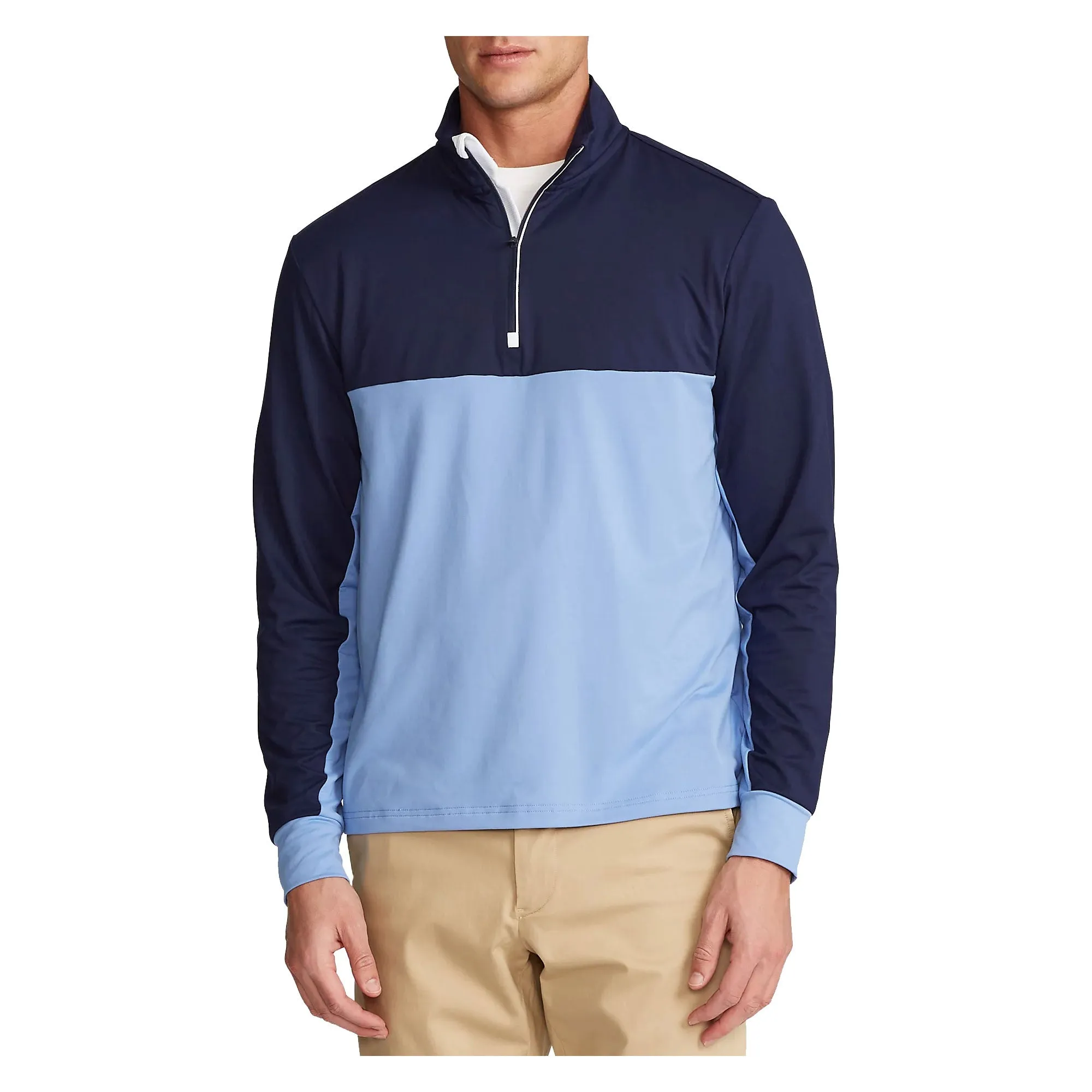 Polo Golf Ralph Lauren Stretch Peached Jersey Fall Blue Mens Golf 1/2 Zip