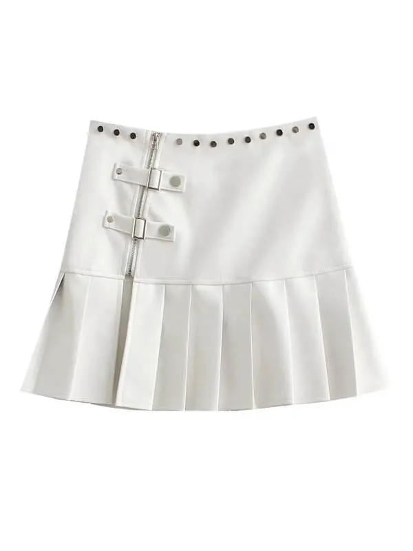 Punk rivet leather skirt