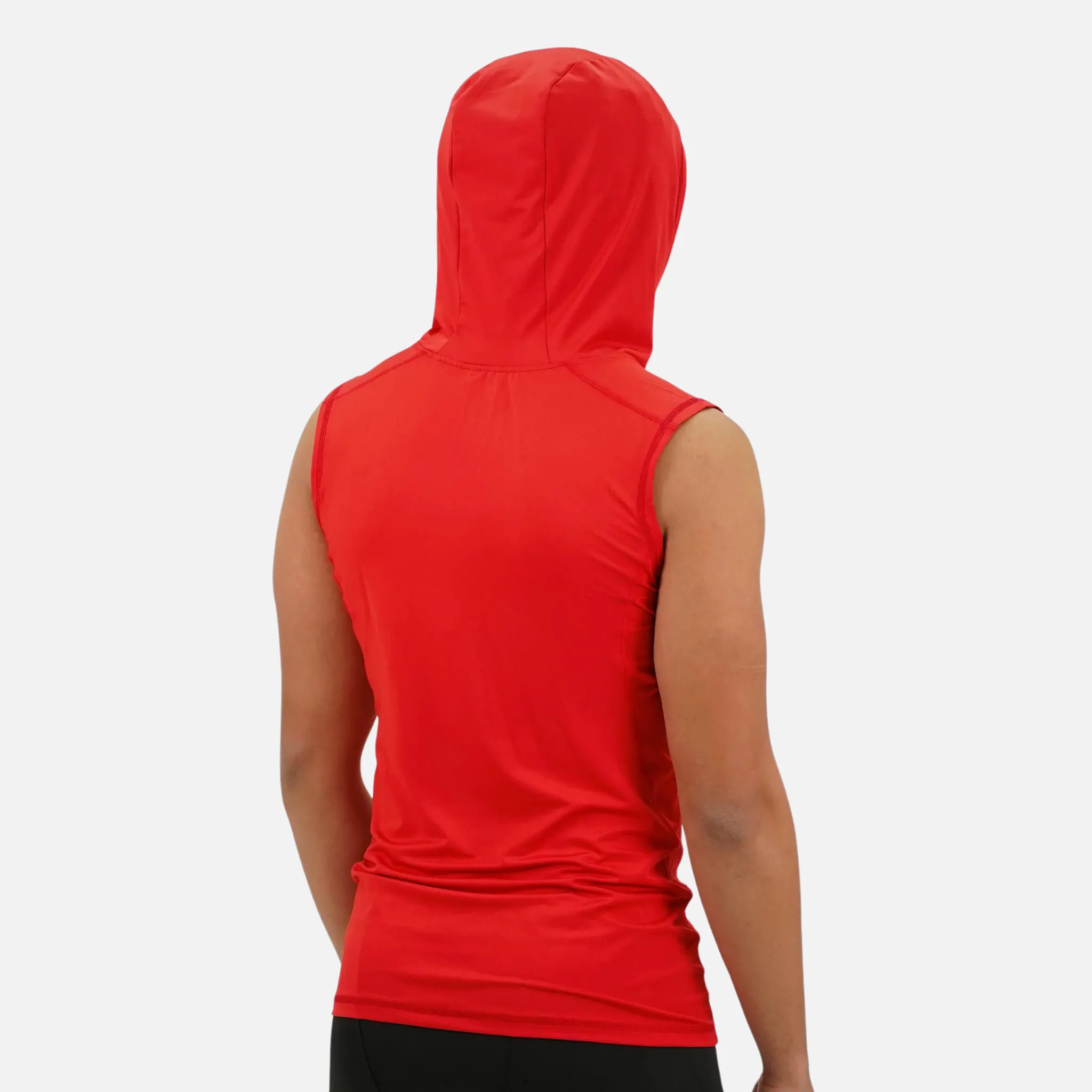 Red Sleeveless Compression Hoodie