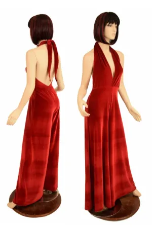 Red Velvet Wide Leg Jumpsuit