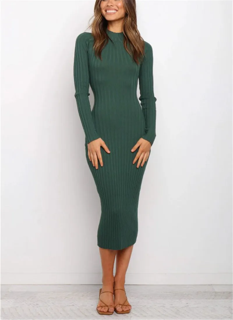 Ribbed Cashmere Pencil Sweater Dress with Cut-Out