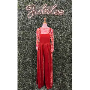 Rust Velvet Jumpsuit Pants