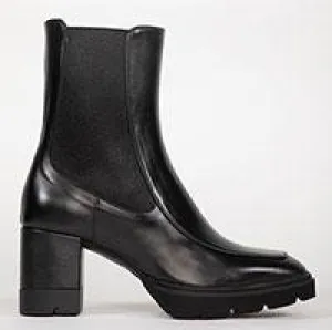 SHARON Black Leather Ankle Boots