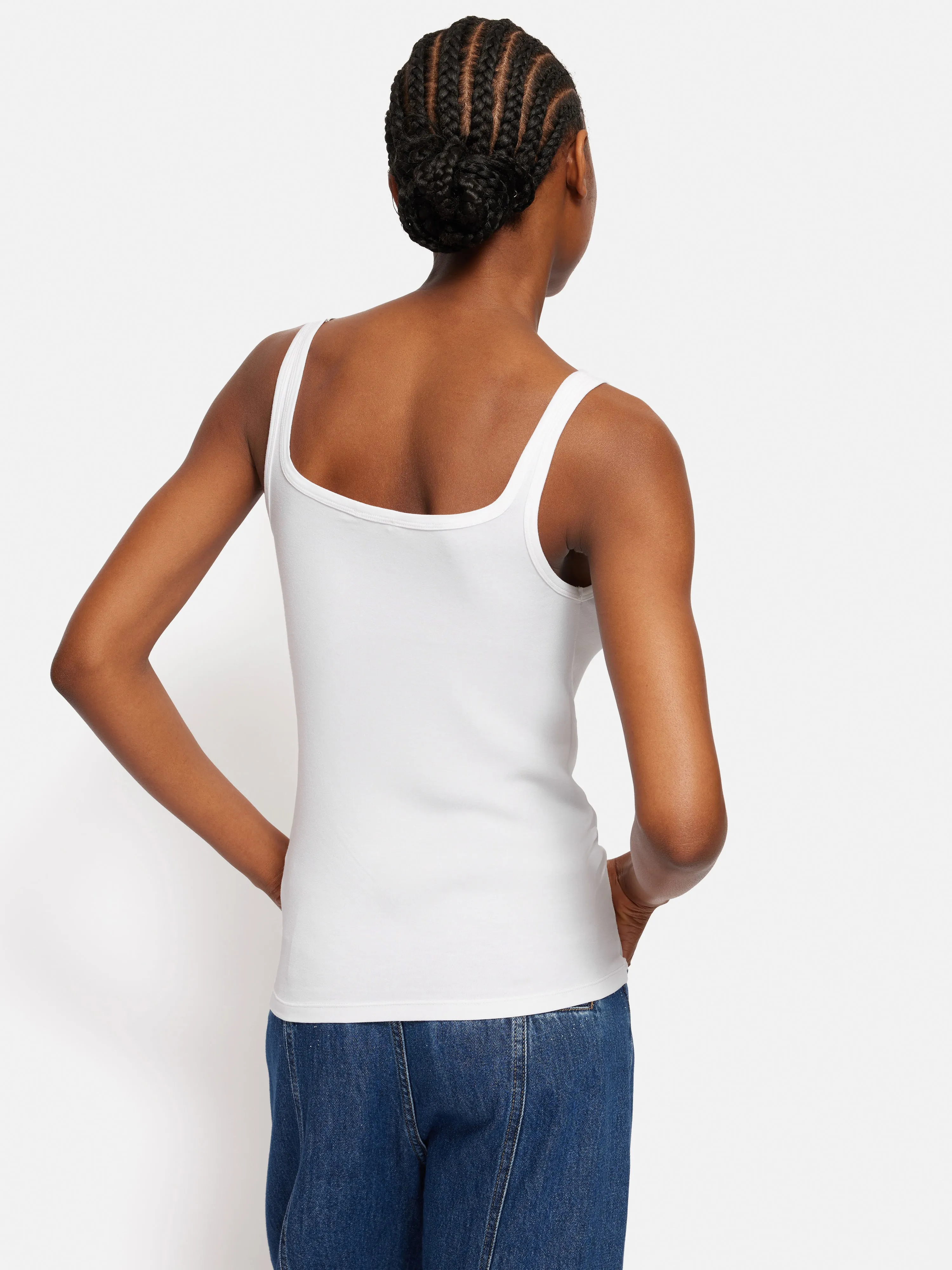 Square Neck Layering Tank | White