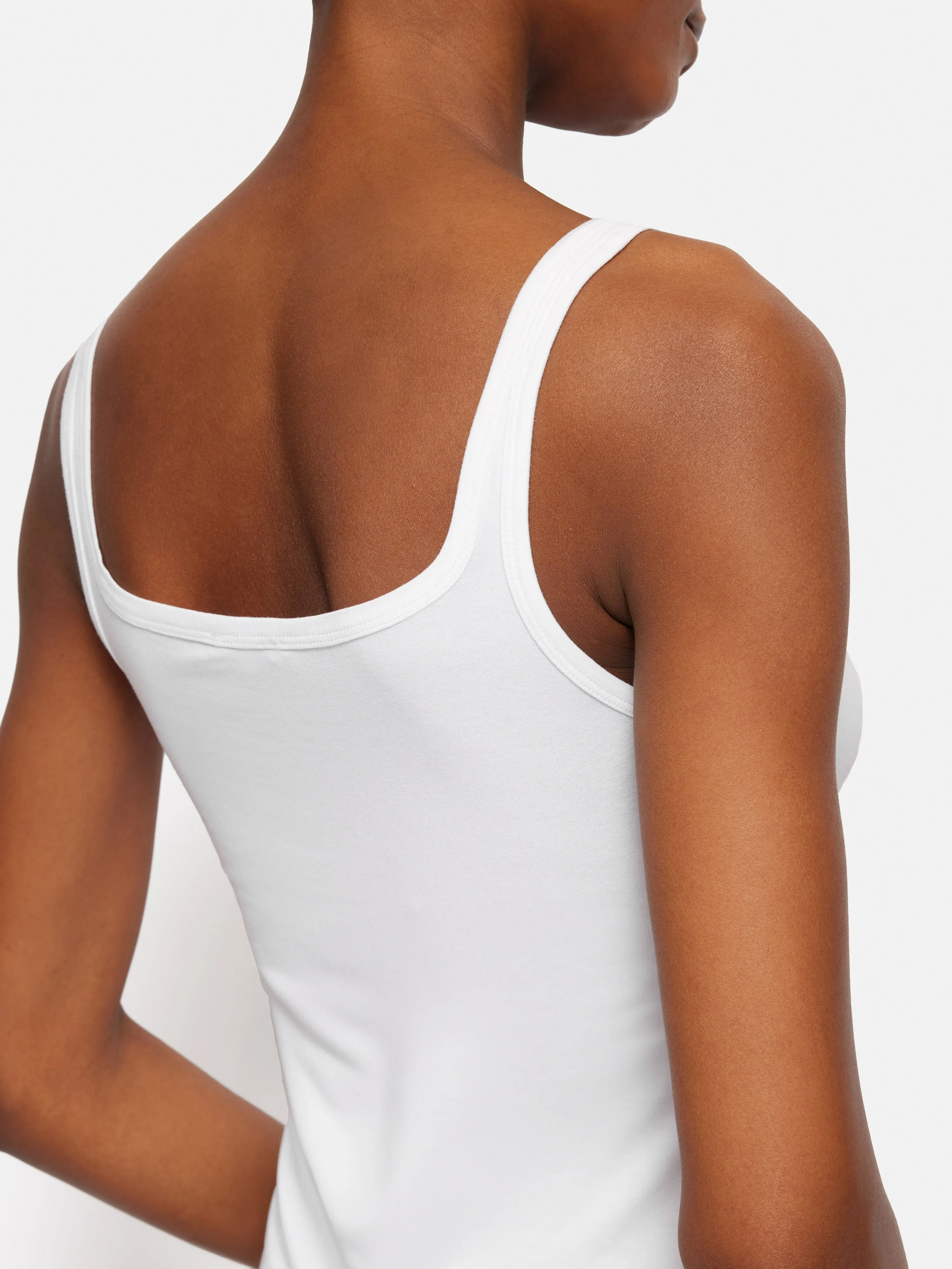 Square Neck Layering Tank | White