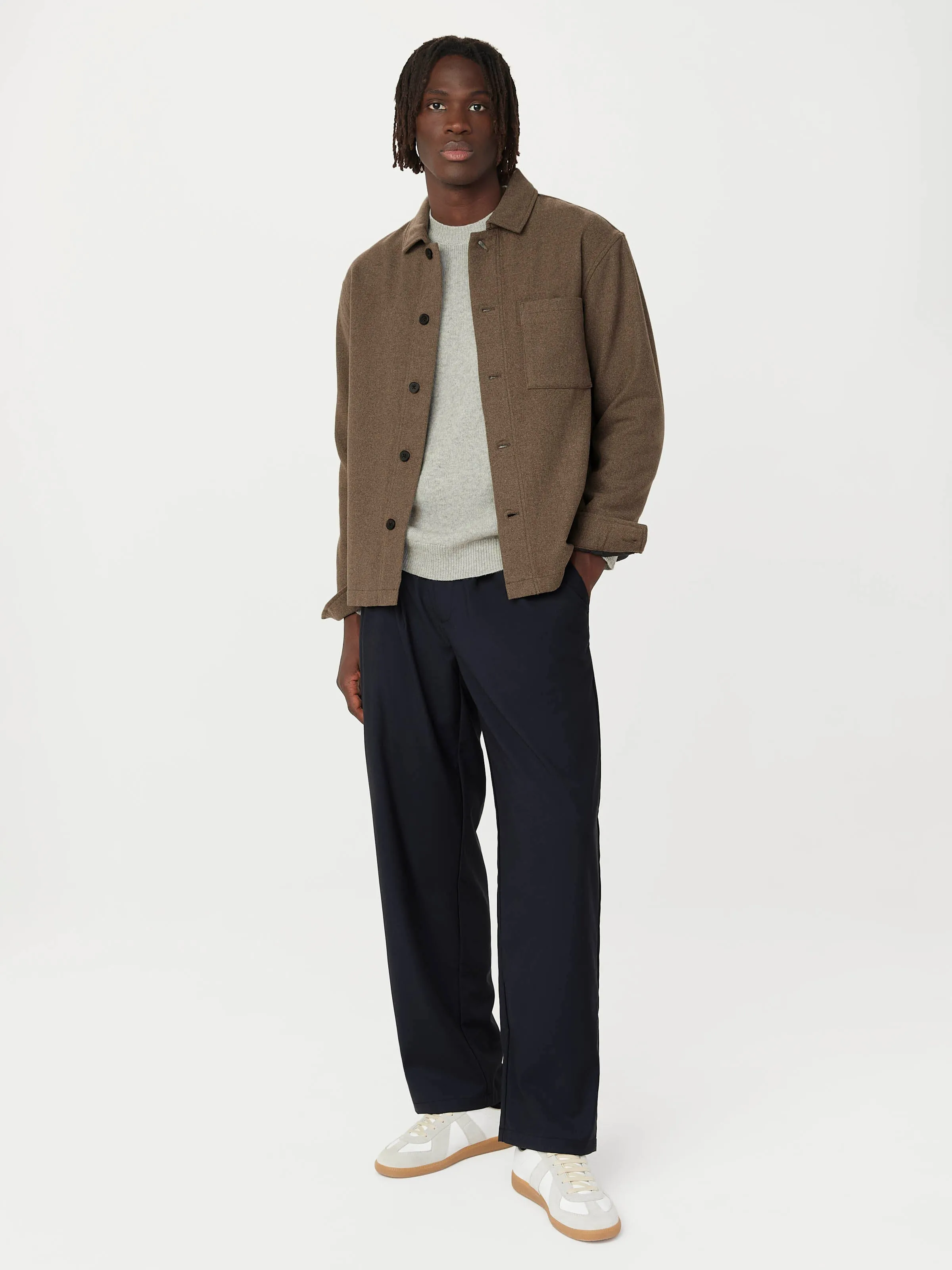 The Wool Blend Overshirt  in Brown