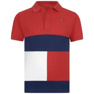 Tommy Hilfiger Boys Polo Top - Cotton Colorblock Flag Polo Top