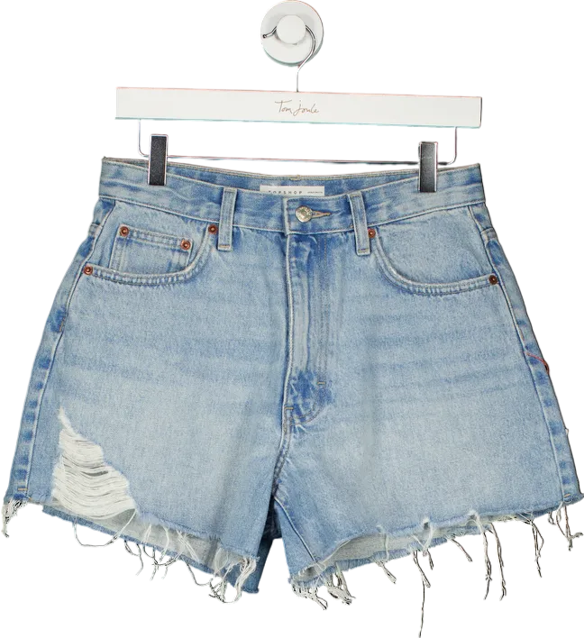 Topshop Blue A-Line Denim Shorts UK 10