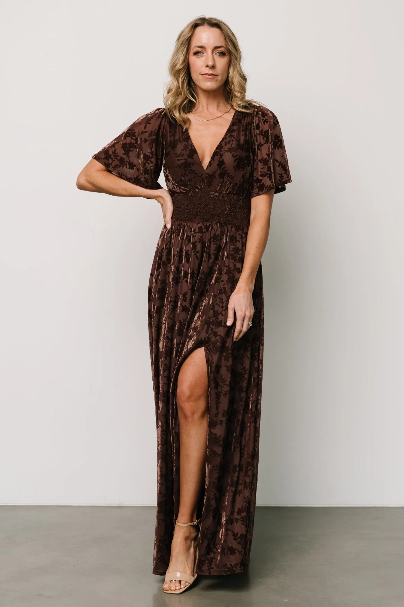 Veronica Velvet Maxi Dress | Espresso