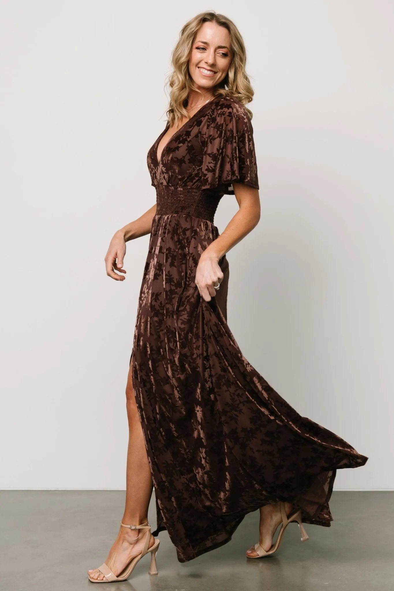 Veronica Velvet Maxi Dress | Espresso