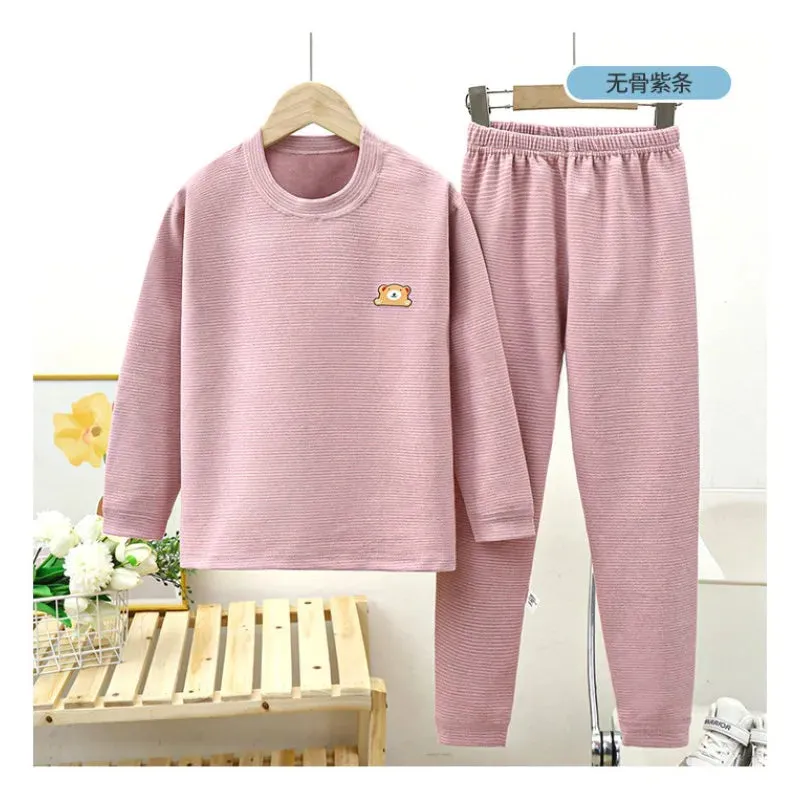 Winter Autumn Kids Pajamas Set Children Thermal Sleepwear Sets Clothing Boys Girls Fleece Warm Underwear Baby Tops Pants Clothes