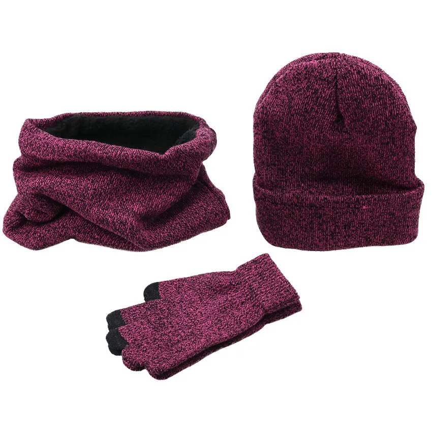 Winter men's hat, scarf, gloves, 3 pieces sets