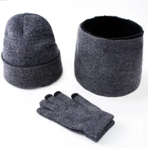 Winter men's hat, scarf, gloves, 3 pieces sets