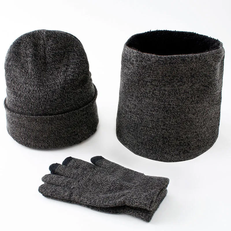 Winter men's hat, scarf, gloves, 3 pieces sets