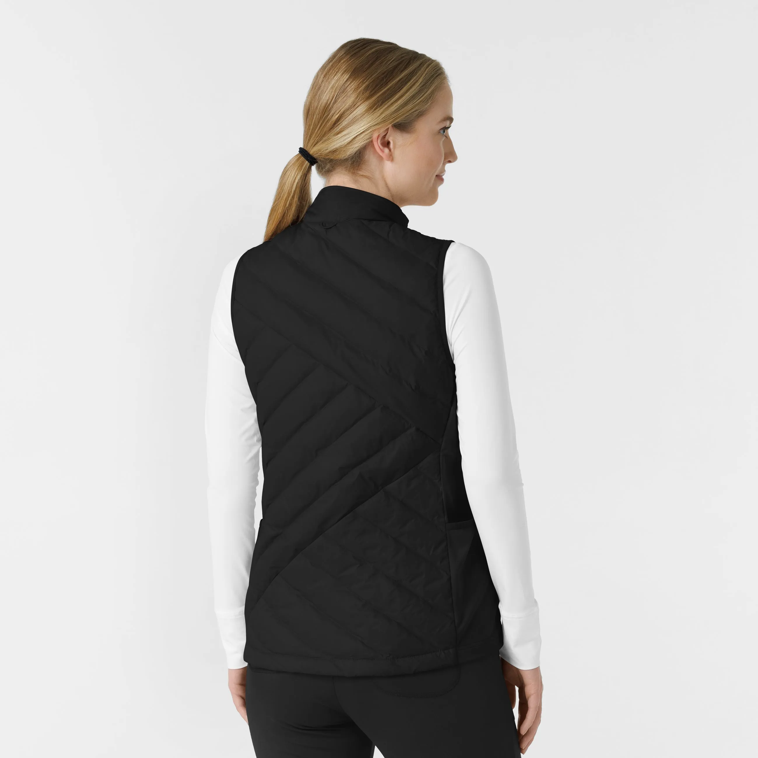 Women's Quilted Scrub Vest - Black