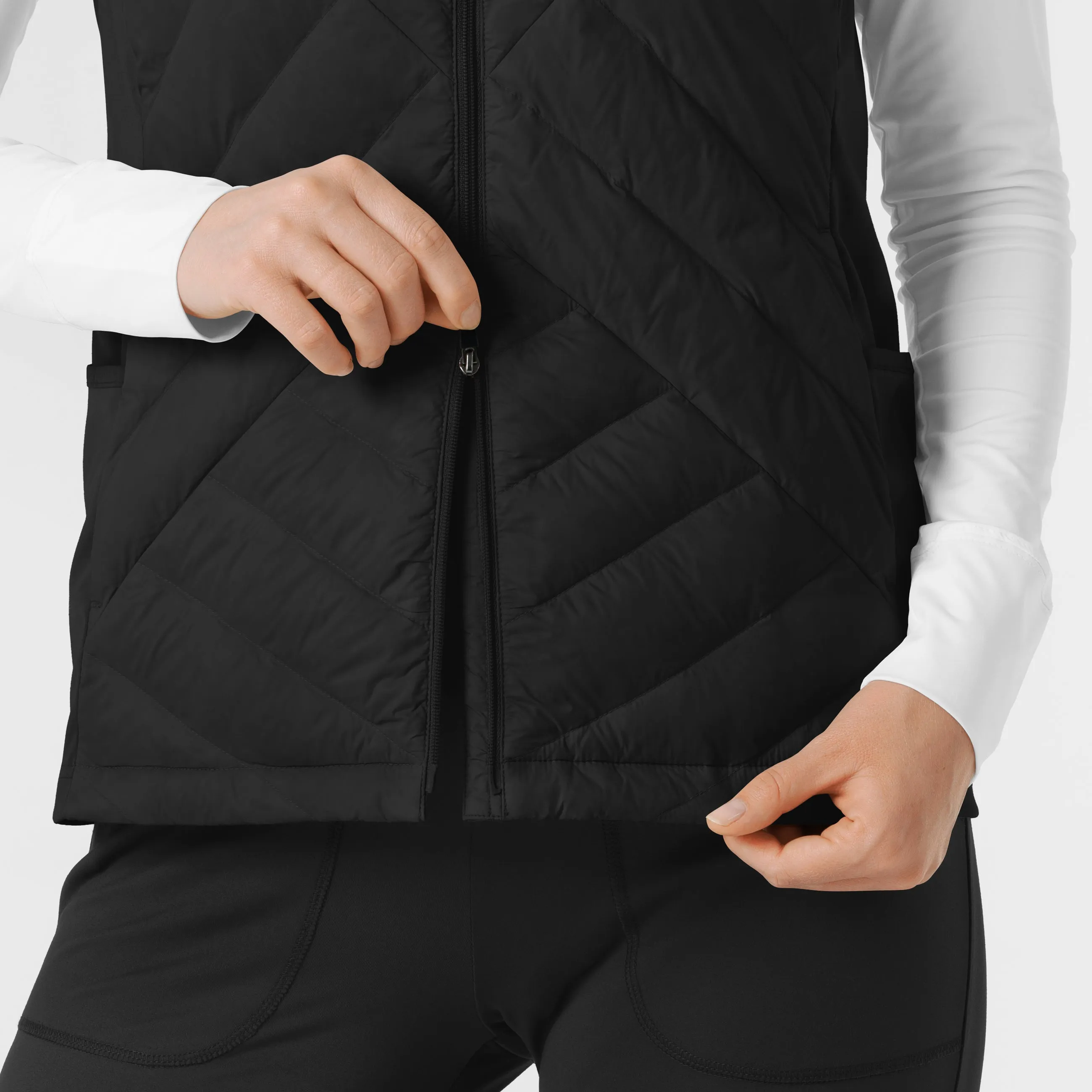 Women's Quilted Scrub Vest - Black