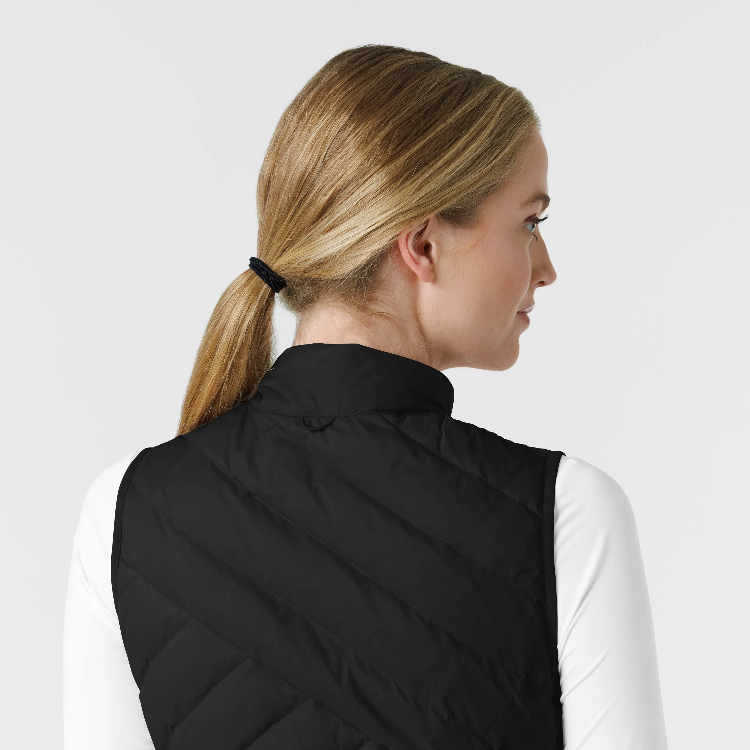 Women's Quilted Scrub Vest - Black