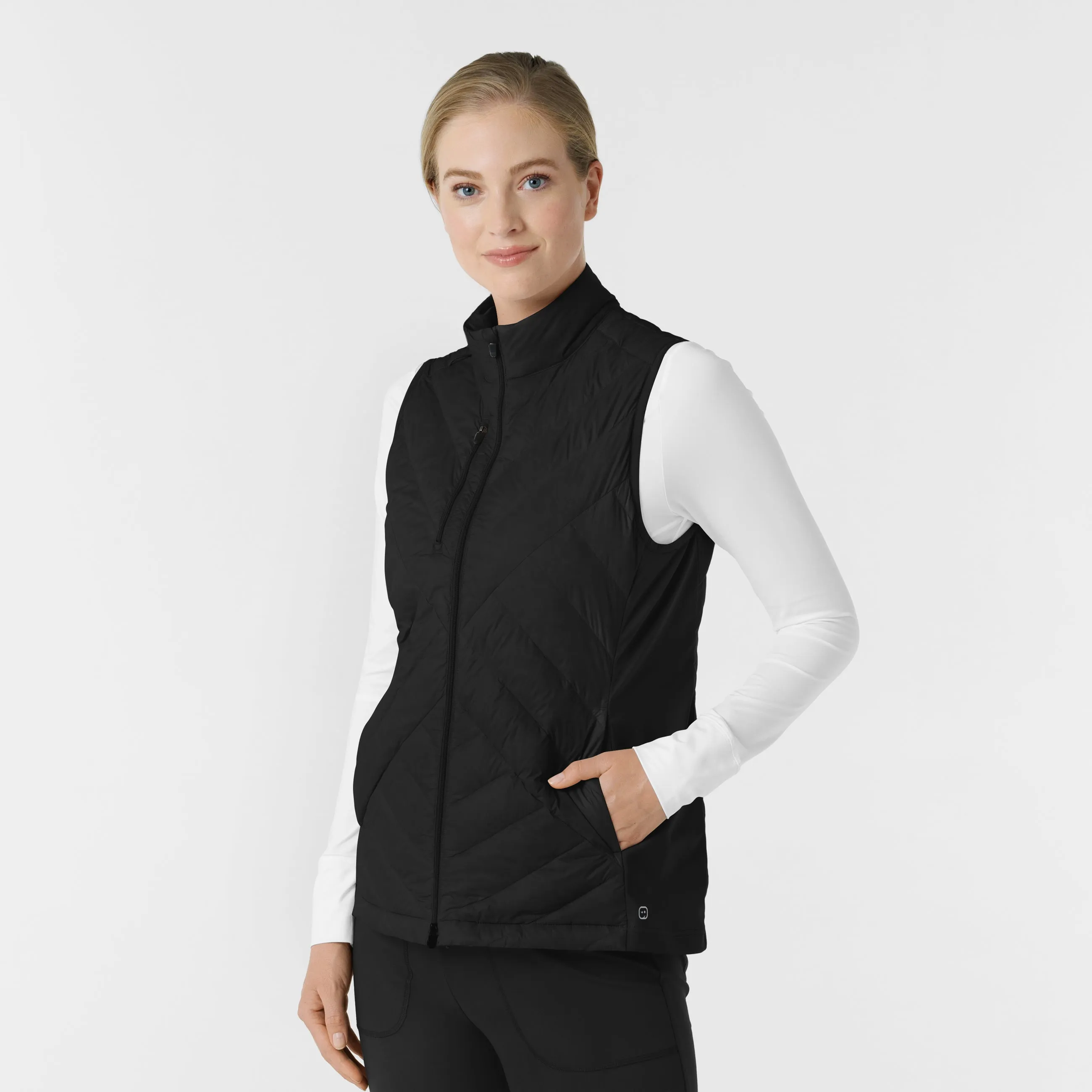 Women's Quilted Scrub Vest - Black