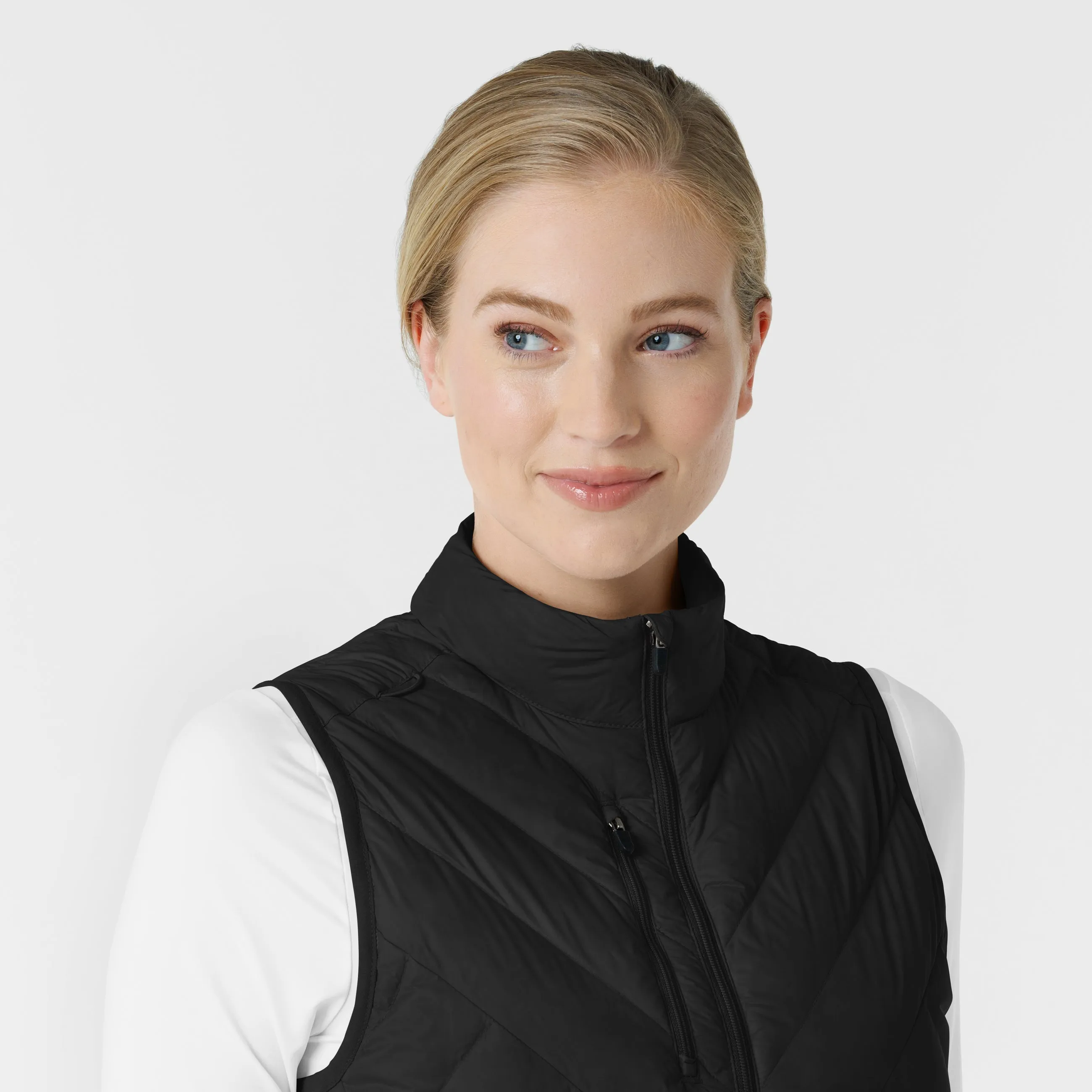 Women's Quilted Scrub Vest - Black