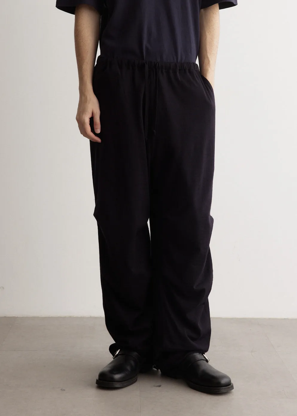 Wool Knit Knee Tucked Pants