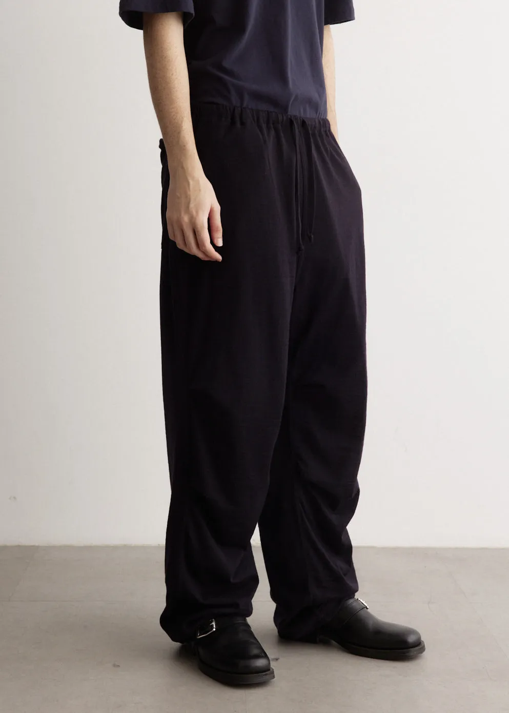 Wool Knit Knee Tucked Pants